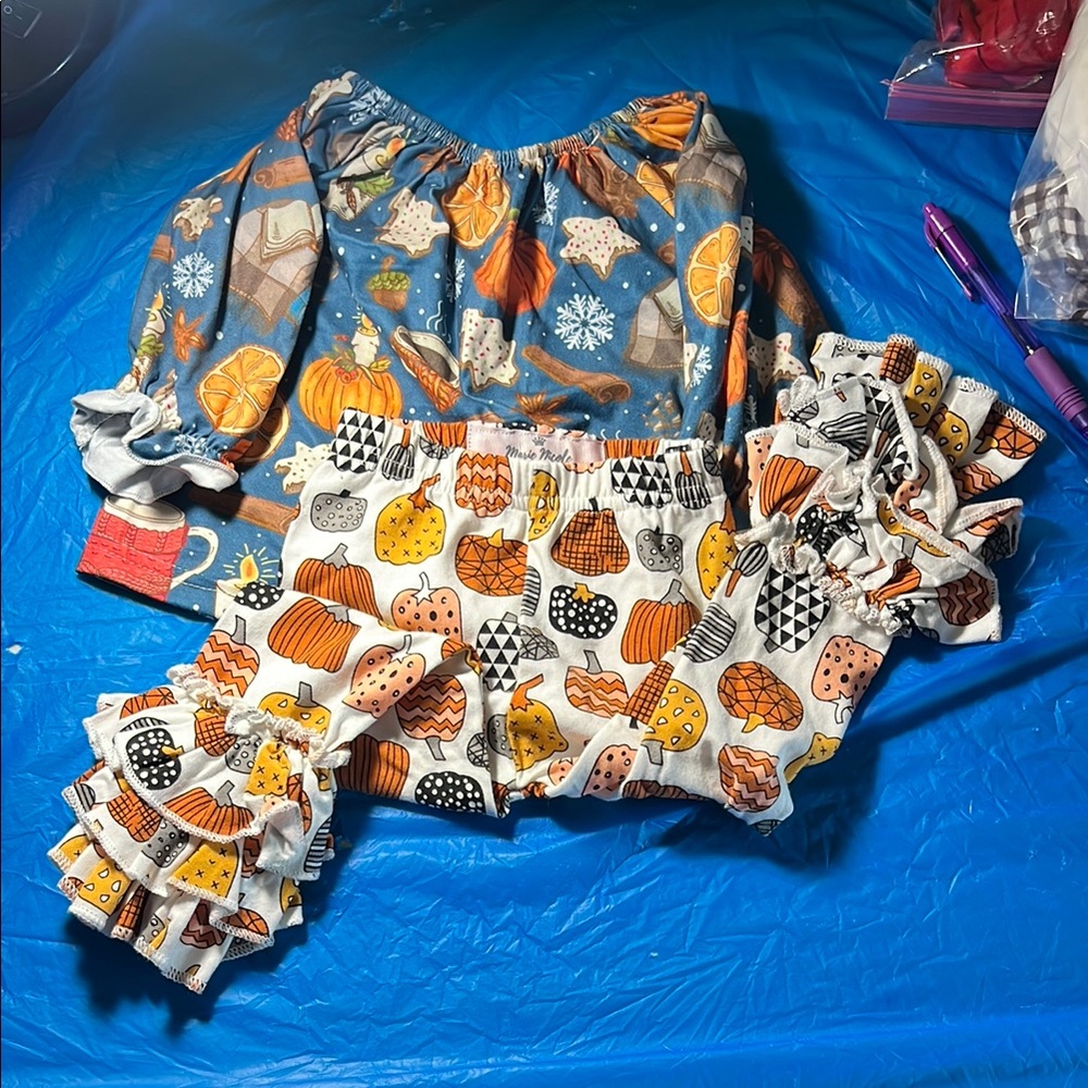 Colorful Pumpkin Print Outfit